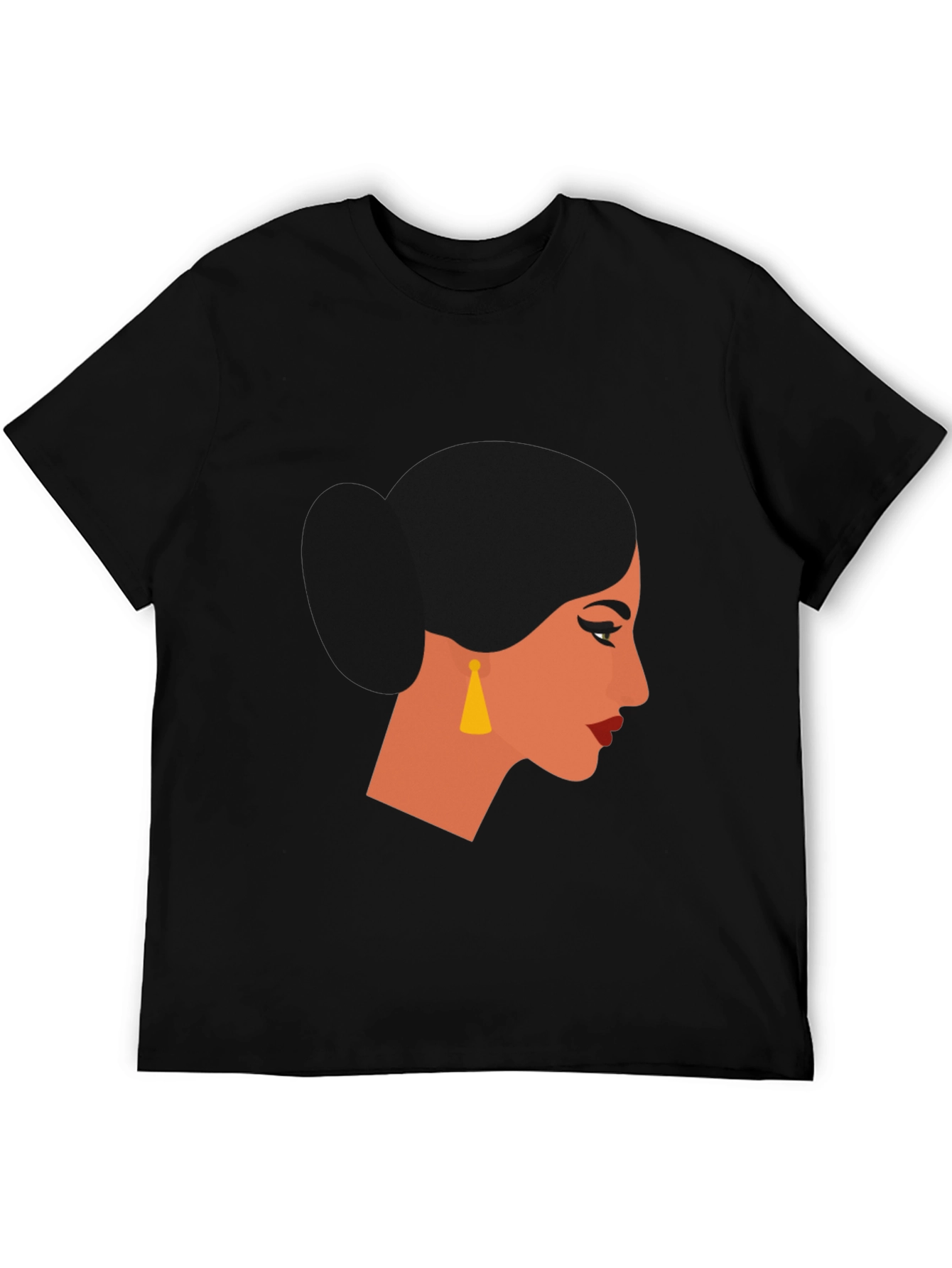 Camiseta Negra con Diseño de Perfil Femenino