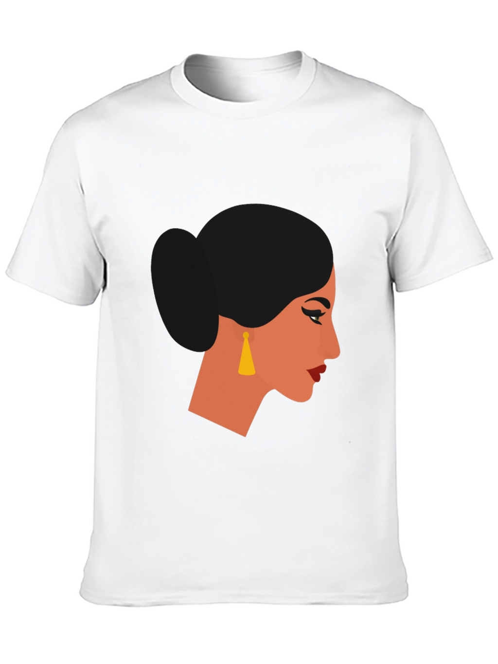 Camiseta Negra con Diseño de Perfil Femenino