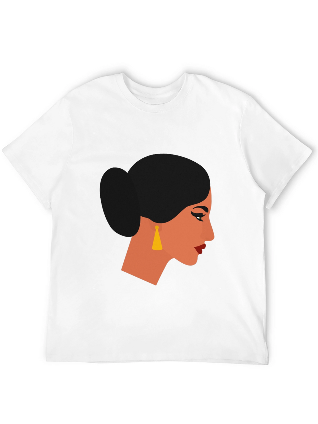 Camiseta Negra con Diseño de Perfil Femenino