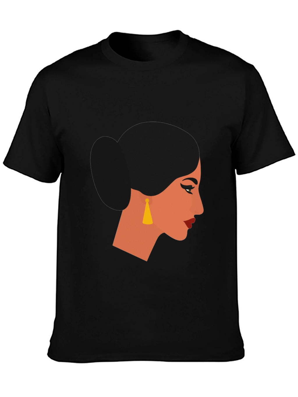 Camiseta Negra con Diseño de Perfil Femenino