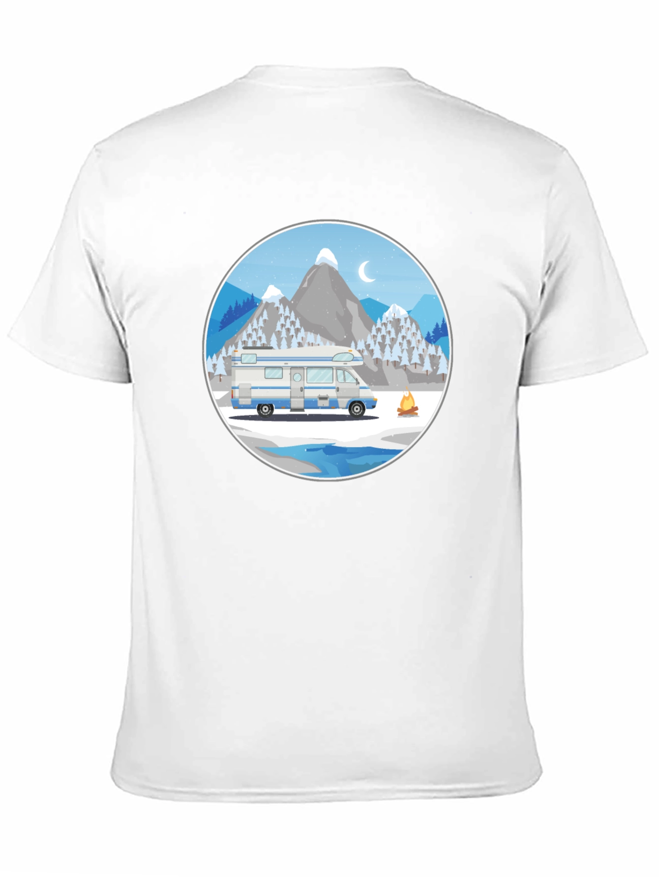 Camiseta Negra con Diseño de Camper de Invierno