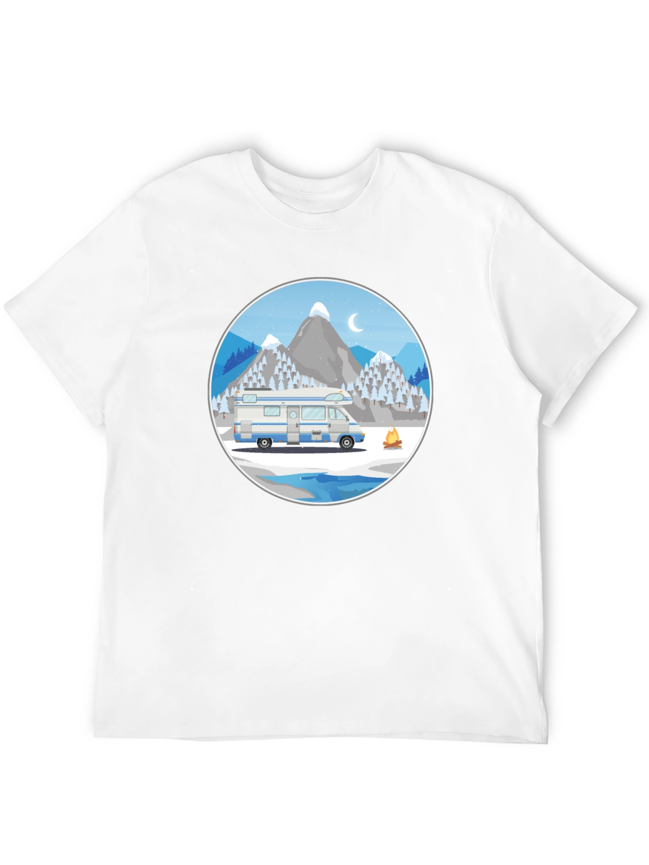 Camiseta Negra con Diseño de Camper de Invierno