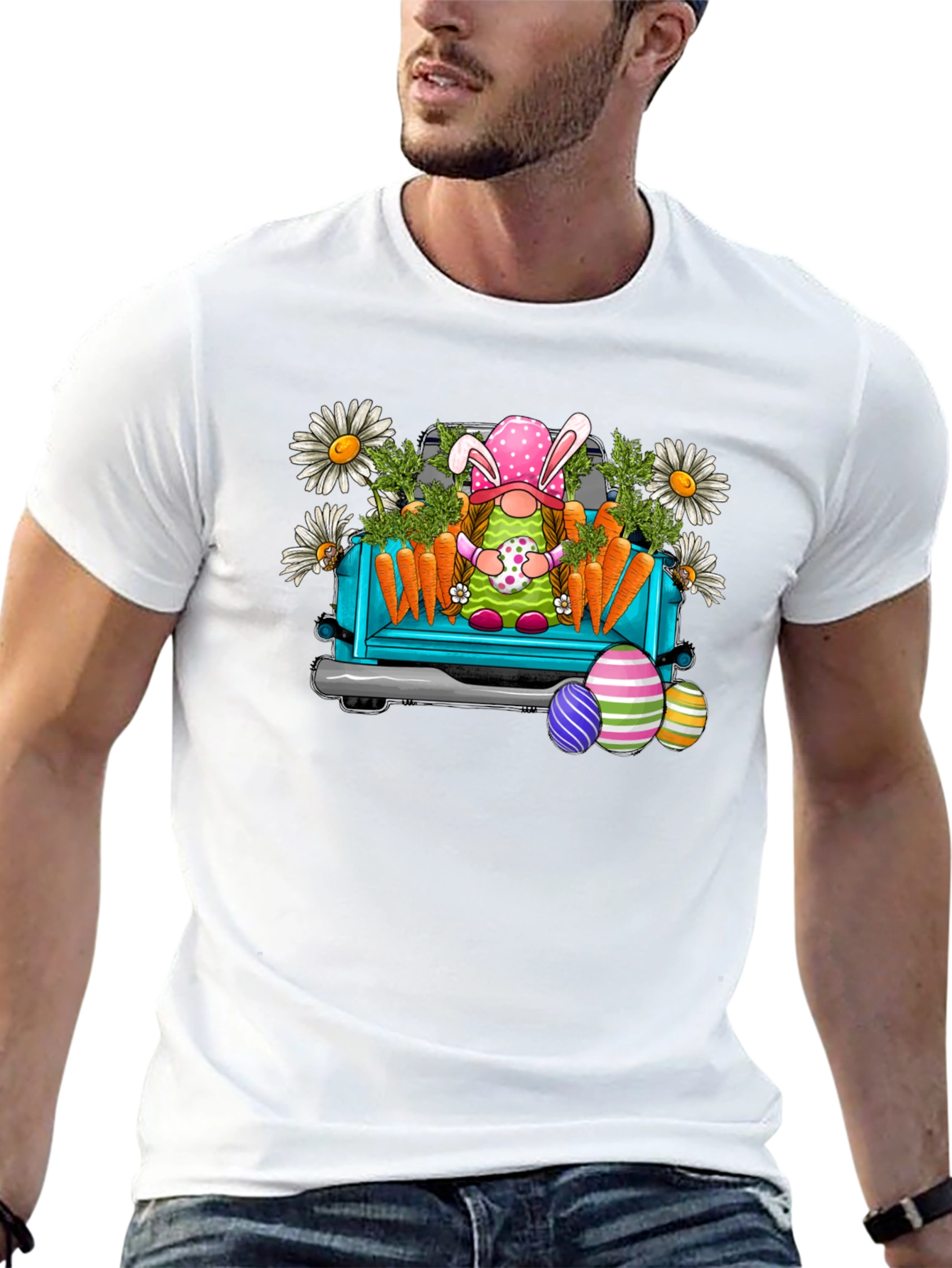 Camiseta Negra con Diseño de Gnomo de Pascua