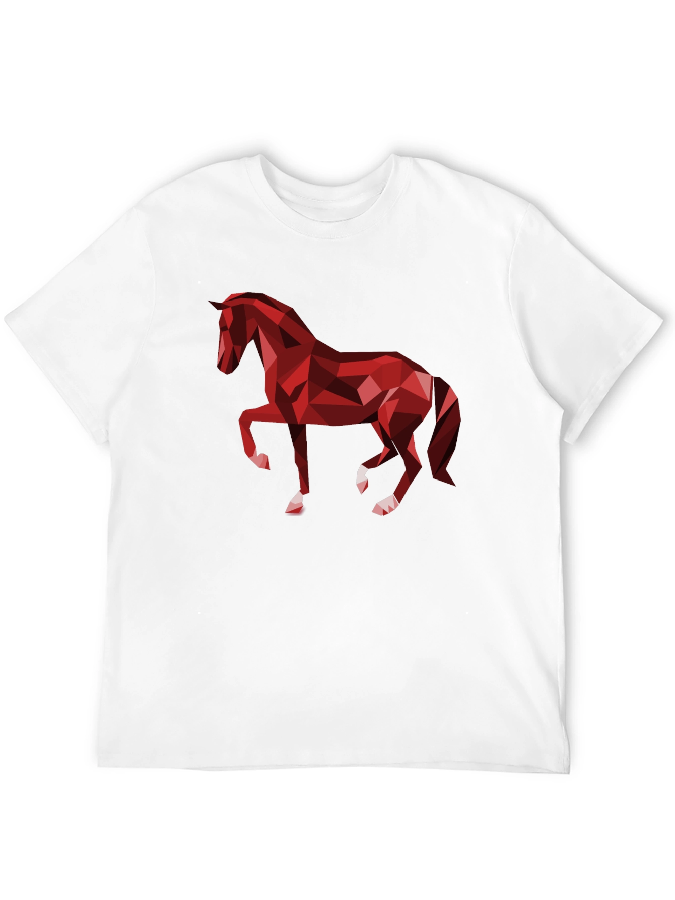 Camiseta Negra con Diseño de Caballo Geométrico Rojo