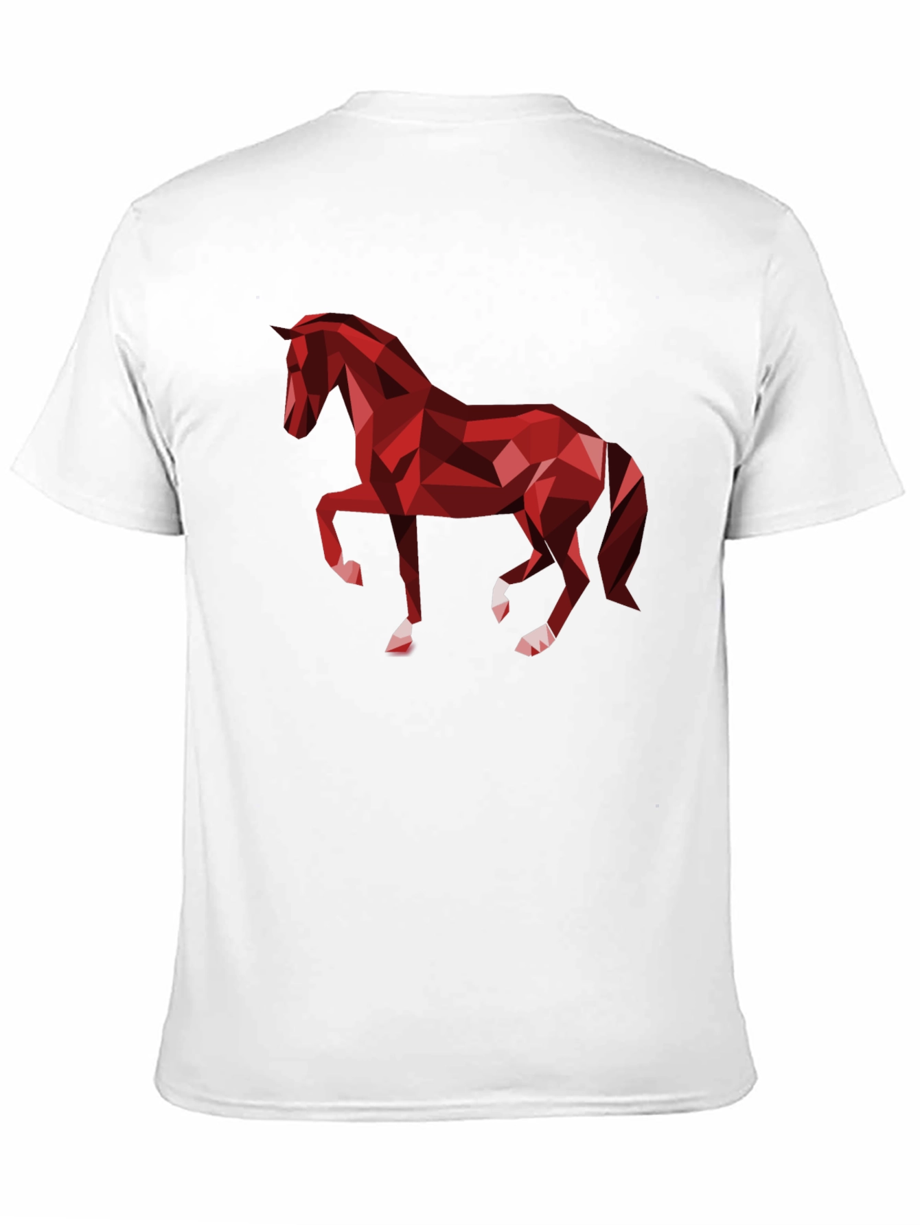 Camiseta Negra con Diseño de Caballo Geométrico Rojo
