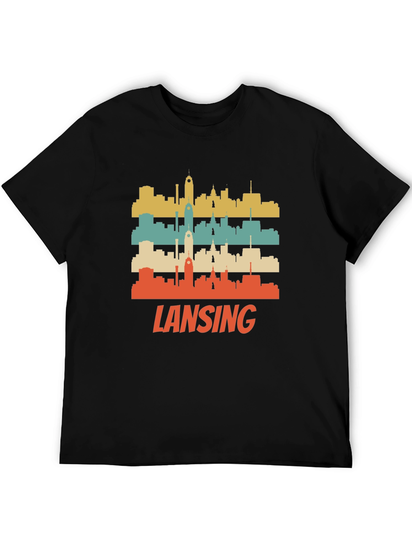 Camiseta Hombre Vintage Skyline Lansing Michigan
