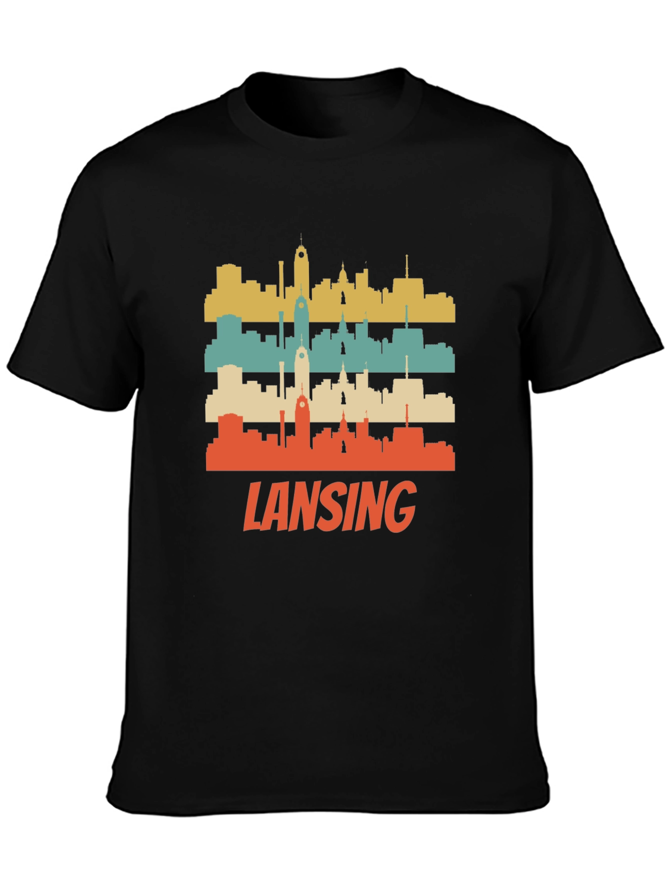 Camiseta Hombre Vintage Skyline Lansing Michigan