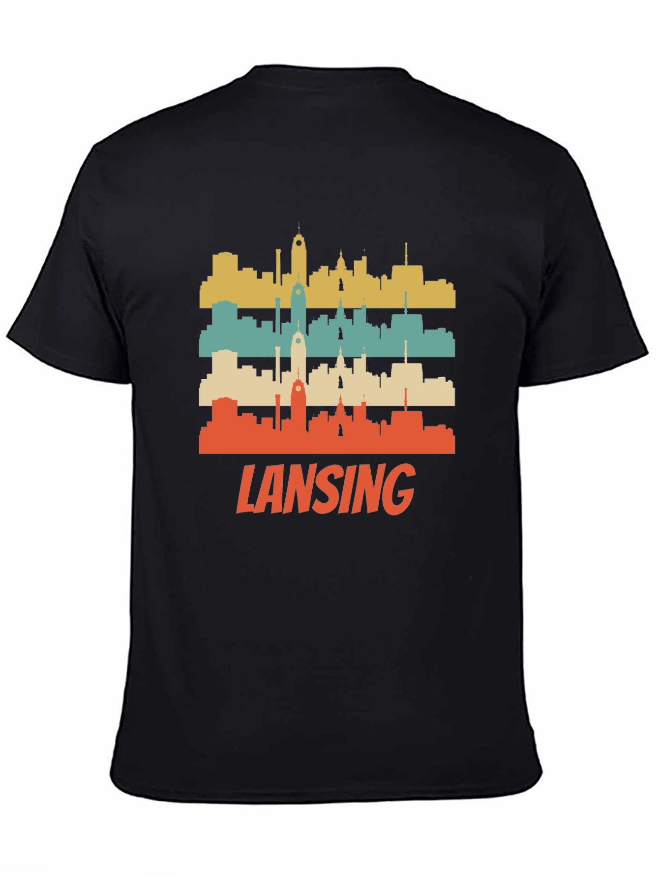 Camiseta Hombre Vintage Skyline Lansing Michigan