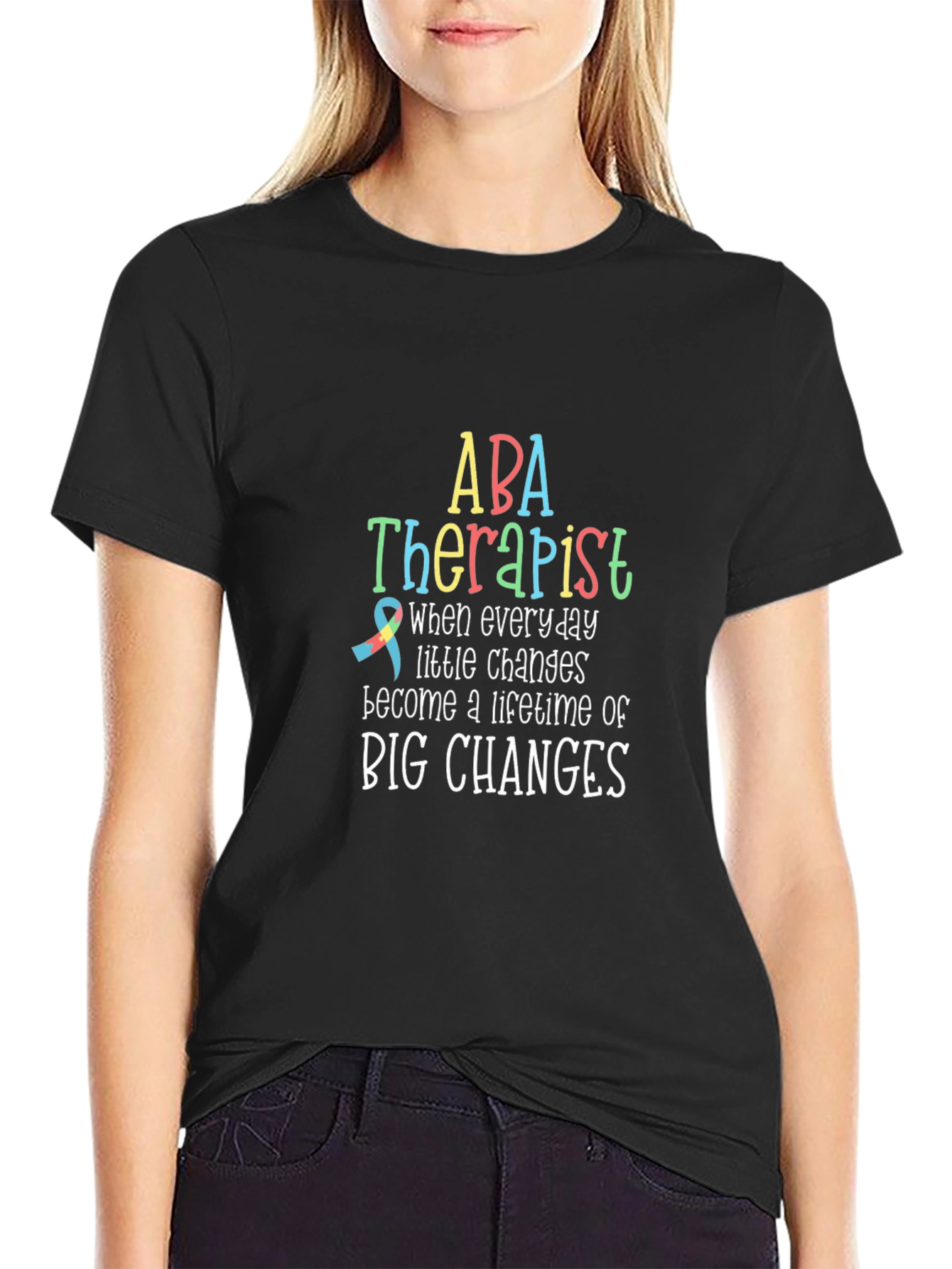 Camiseta Negra ABA Therapist para Terapeutas del Comportamiento