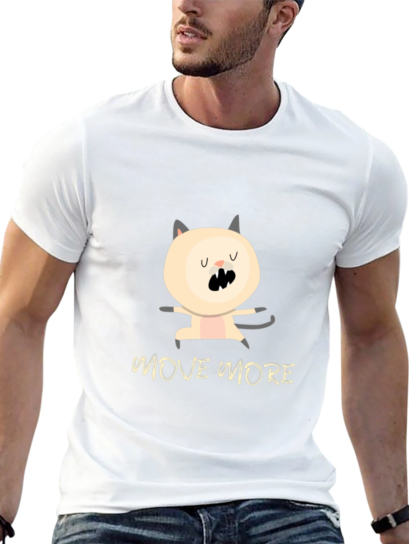 Camiseta Negra con Diseño de Gato Bailarín - ¡Muévete Más!