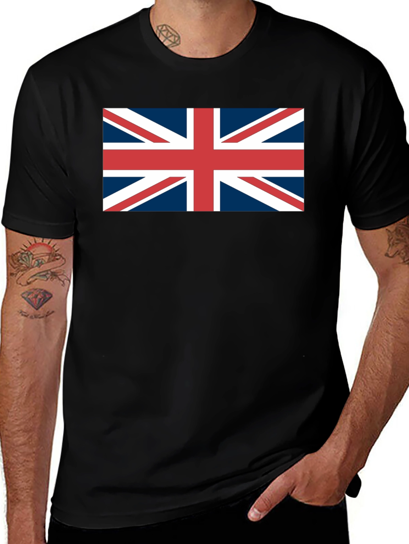 Camiseta Negra con Bandera Británica