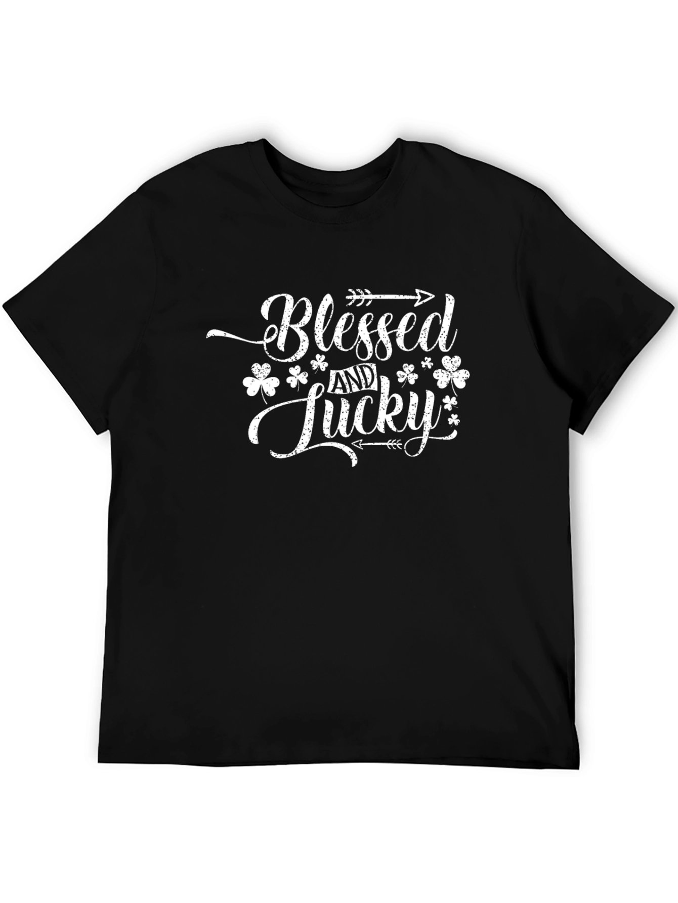 Camiseta Negra Blessed and Lucky para Hombre