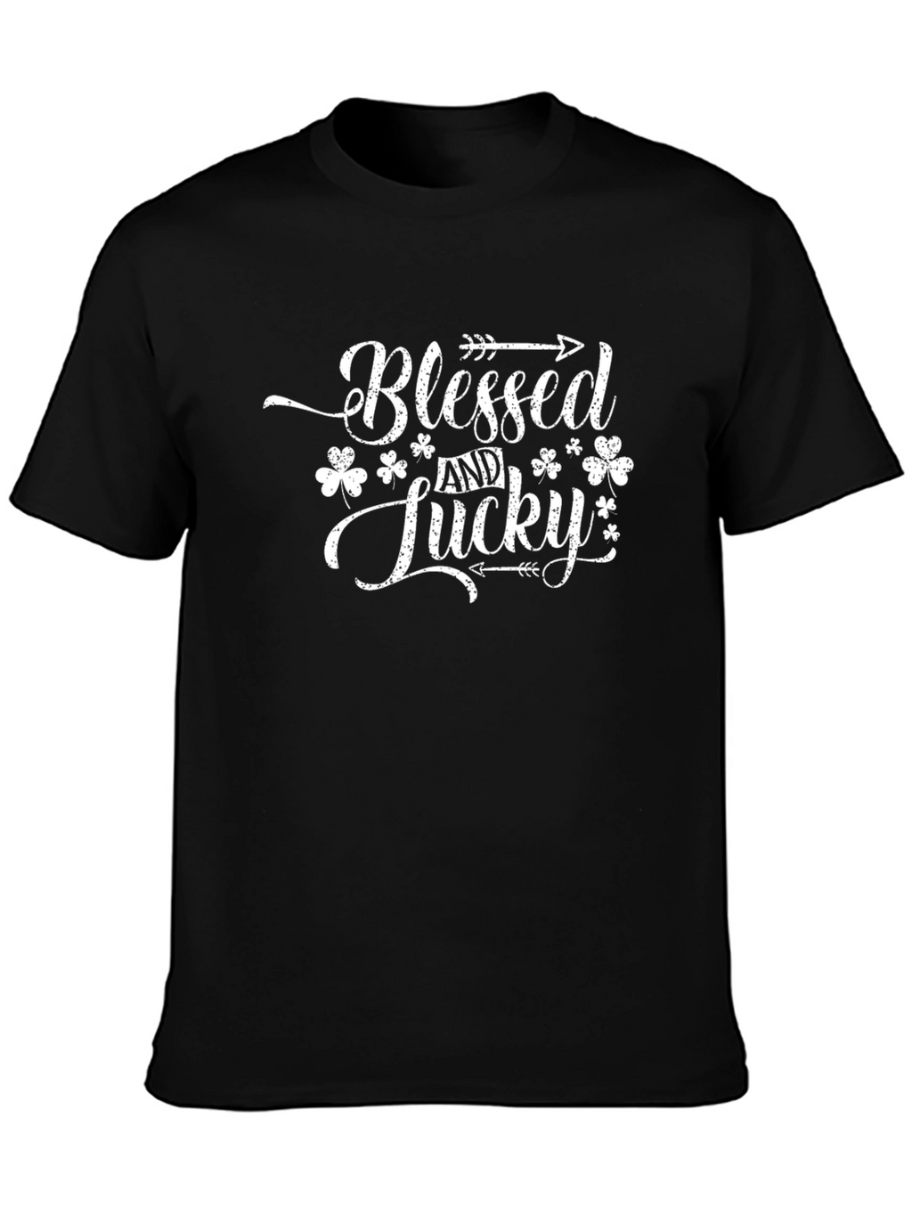 Camiseta Negra Blessed and Lucky para Hombre