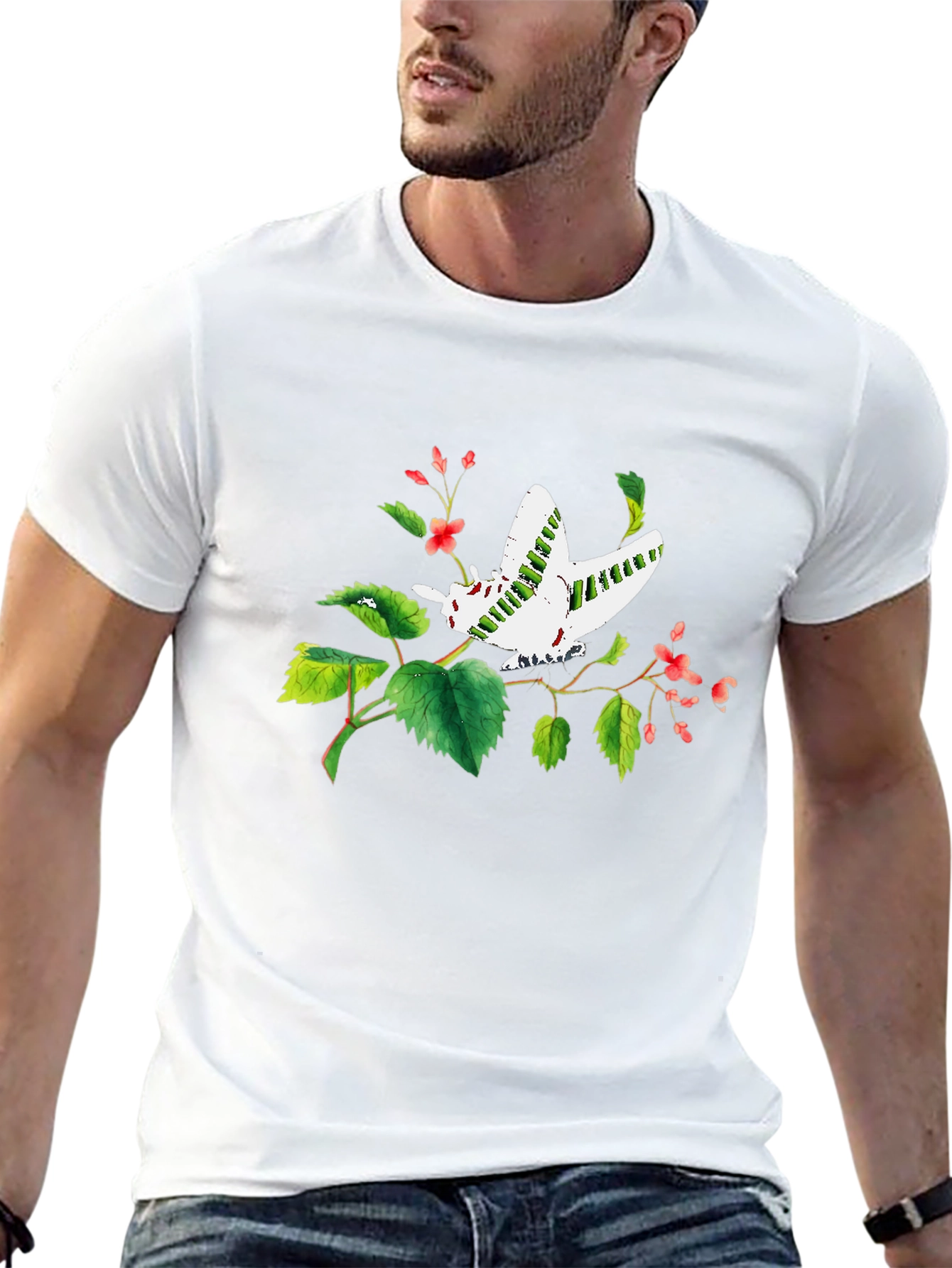 Camiseta Negra con Diseño de Mariposa Floral