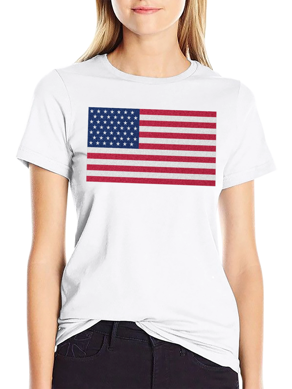 Camiseta Negra con Diseño de Bandera Americana