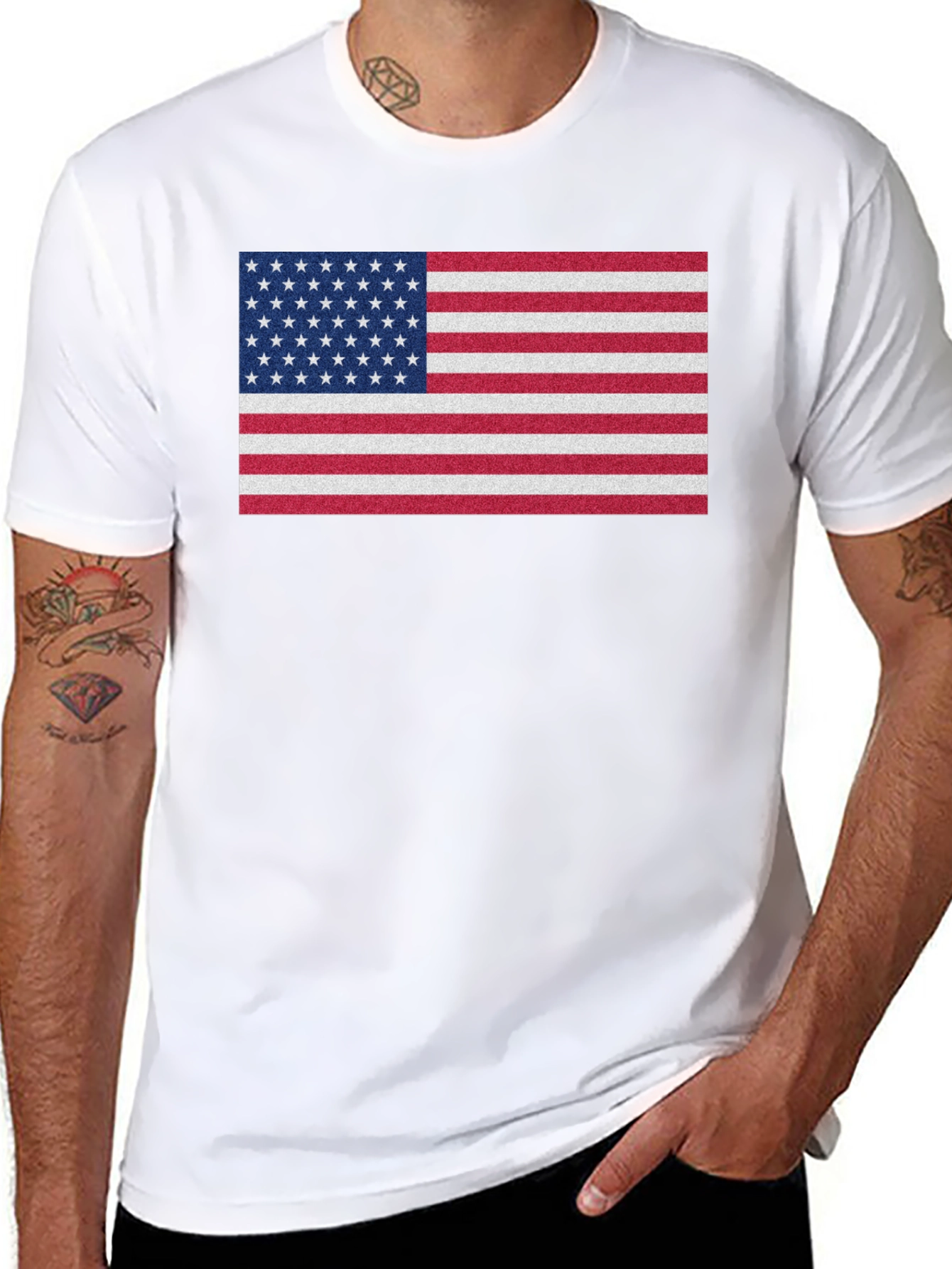 Camiseta Negra con Diseño de Bandera Americana