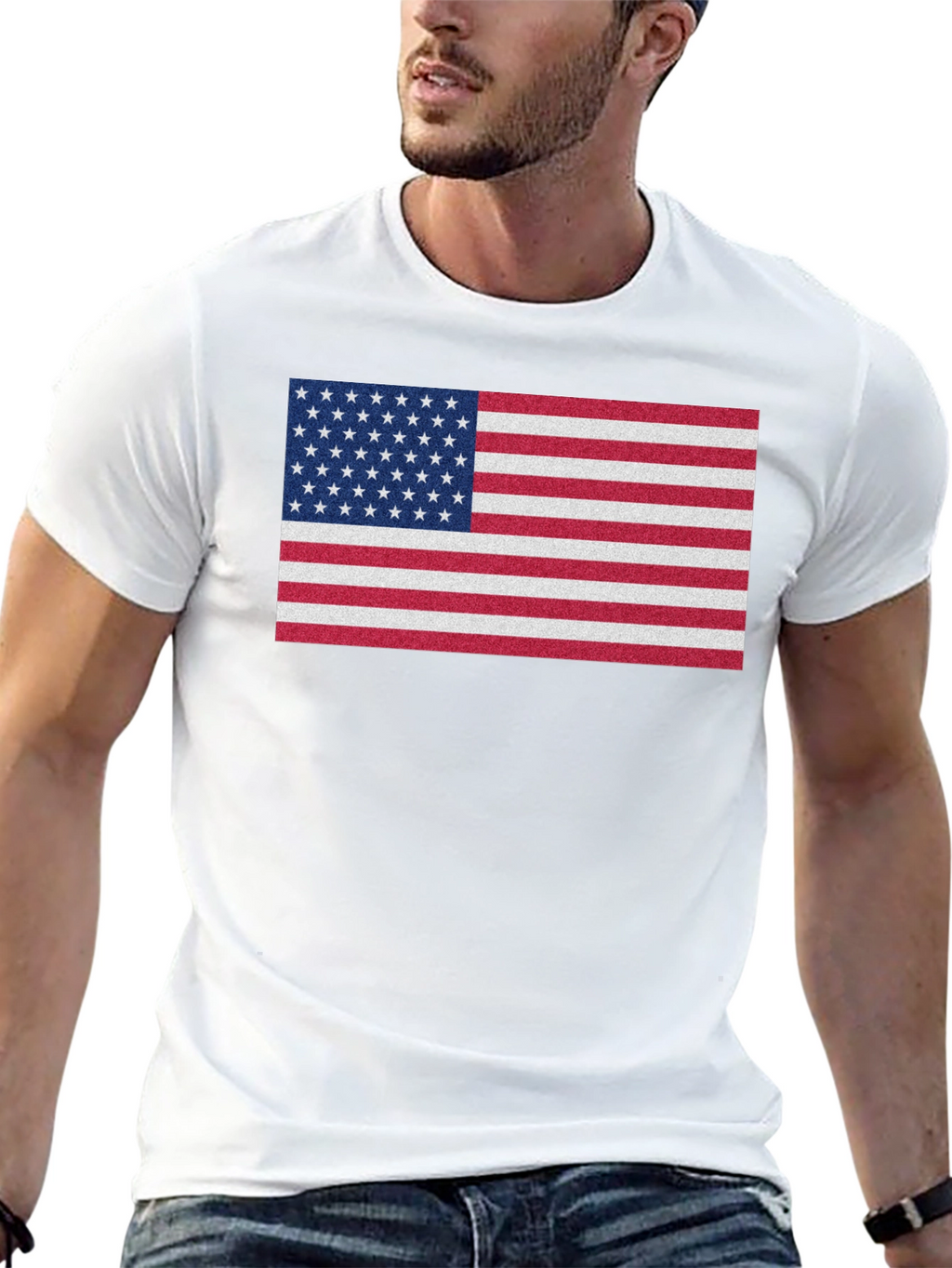 Camiseta Negra con Diseño de Bandera Americana