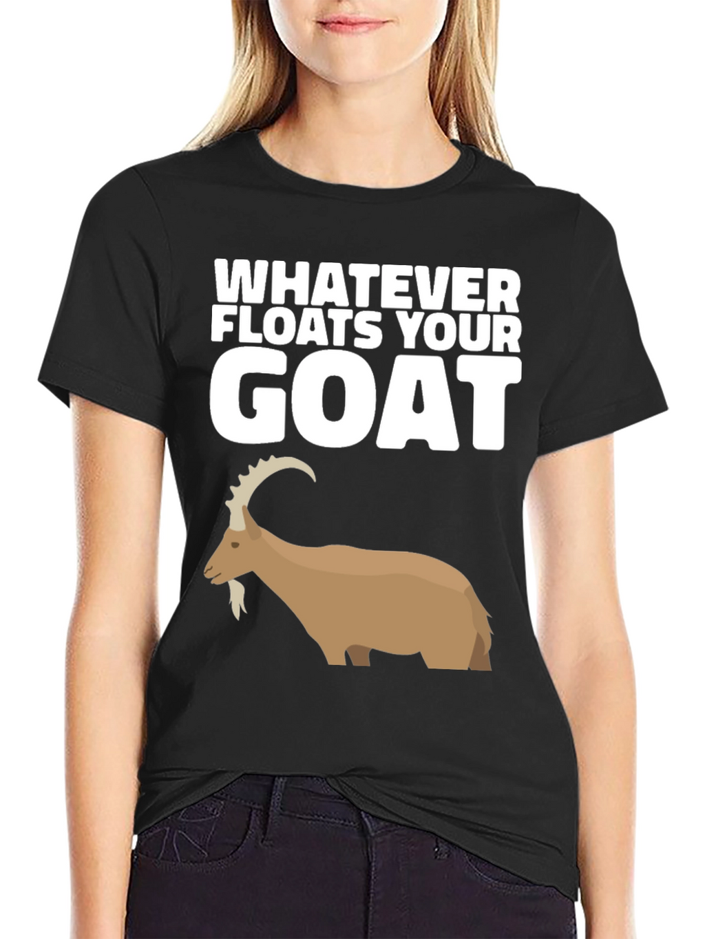 Camiseta Negra con Diseño de Cabra Divertido