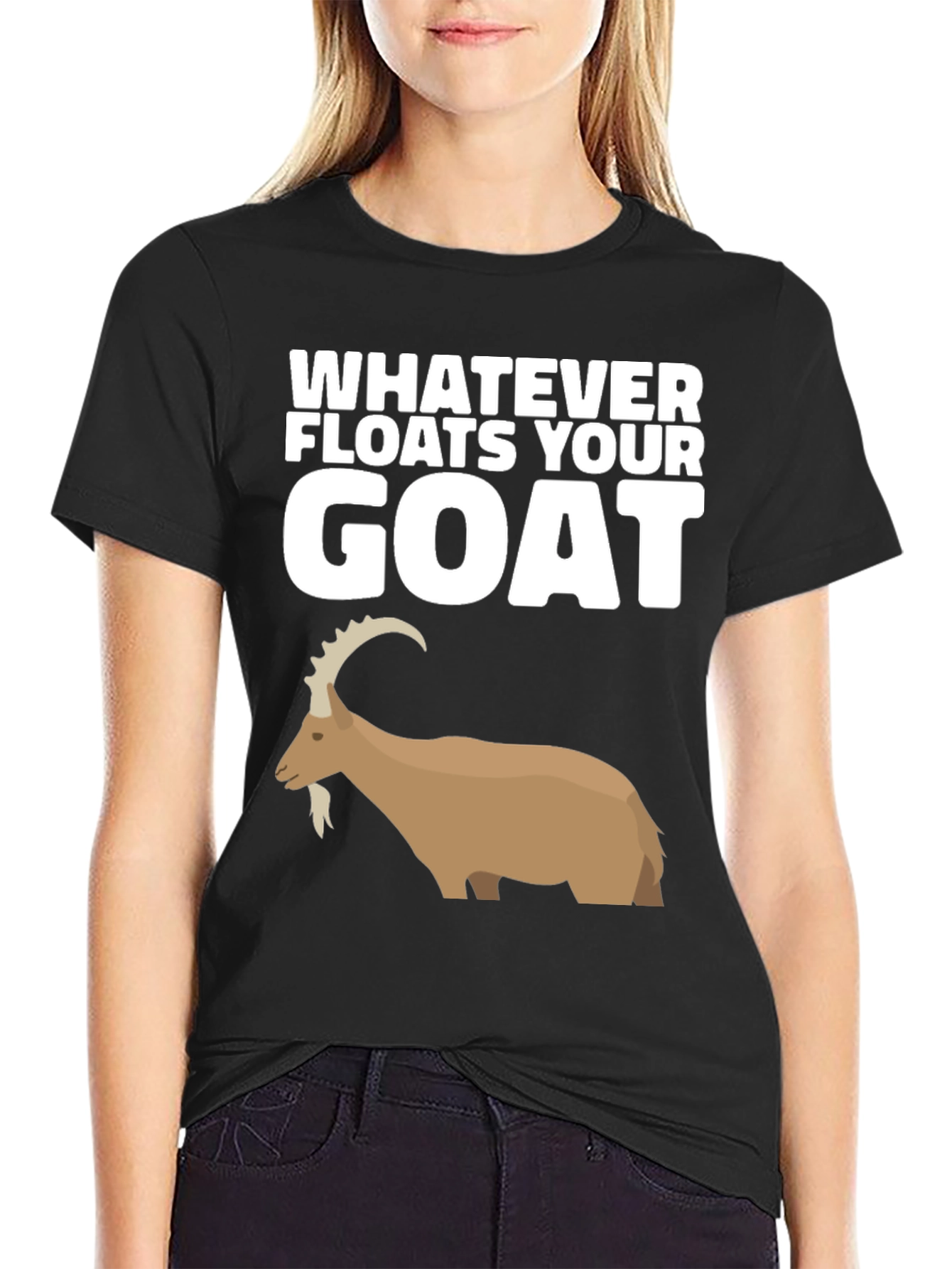 Camiseta Negra con Diseño de Cabra Divertido