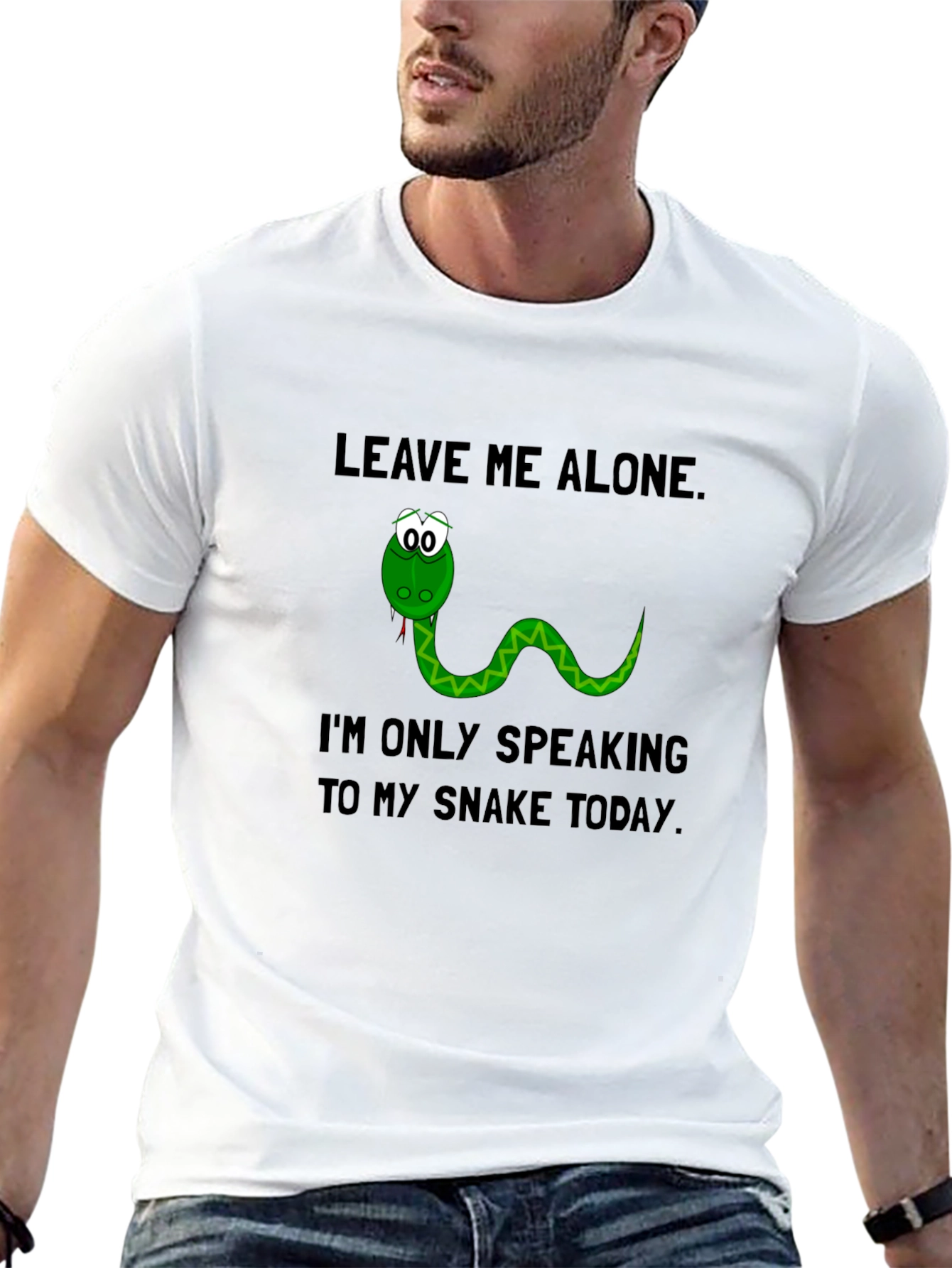 Camiseta Hombre Déjame en Paz con Diseño de Serpiente