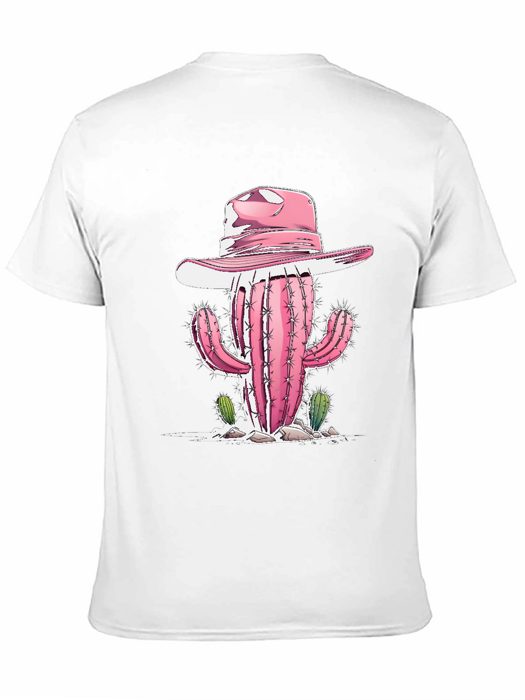 Camiseta Negra con Cactus Vaquero Rosa