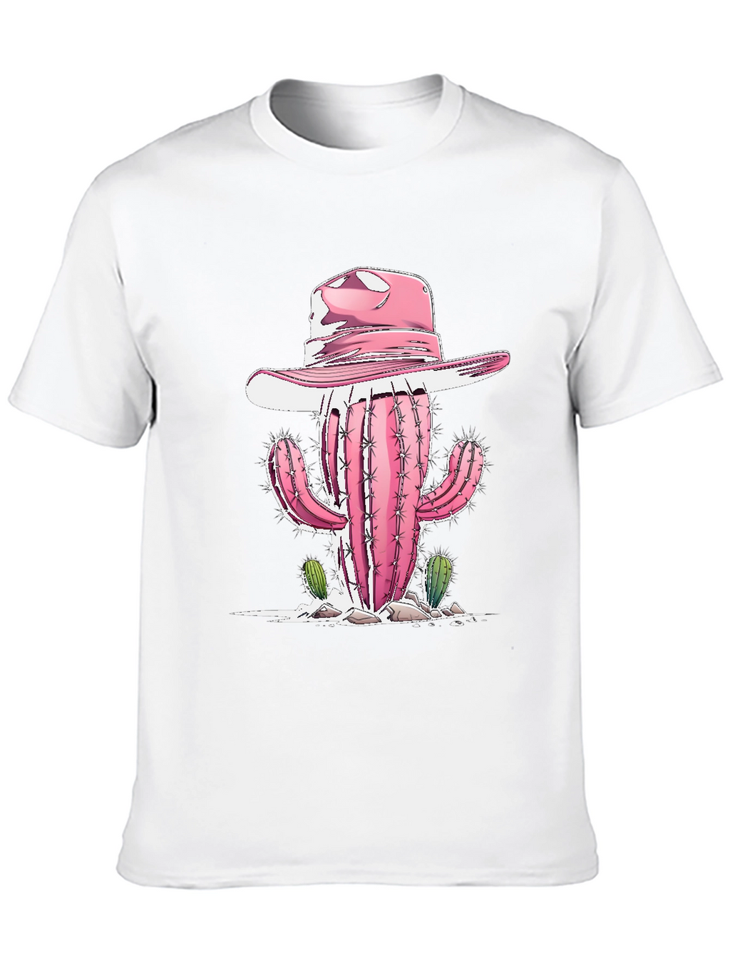 Camiseta Negra con Cactus Vaquero Rosa