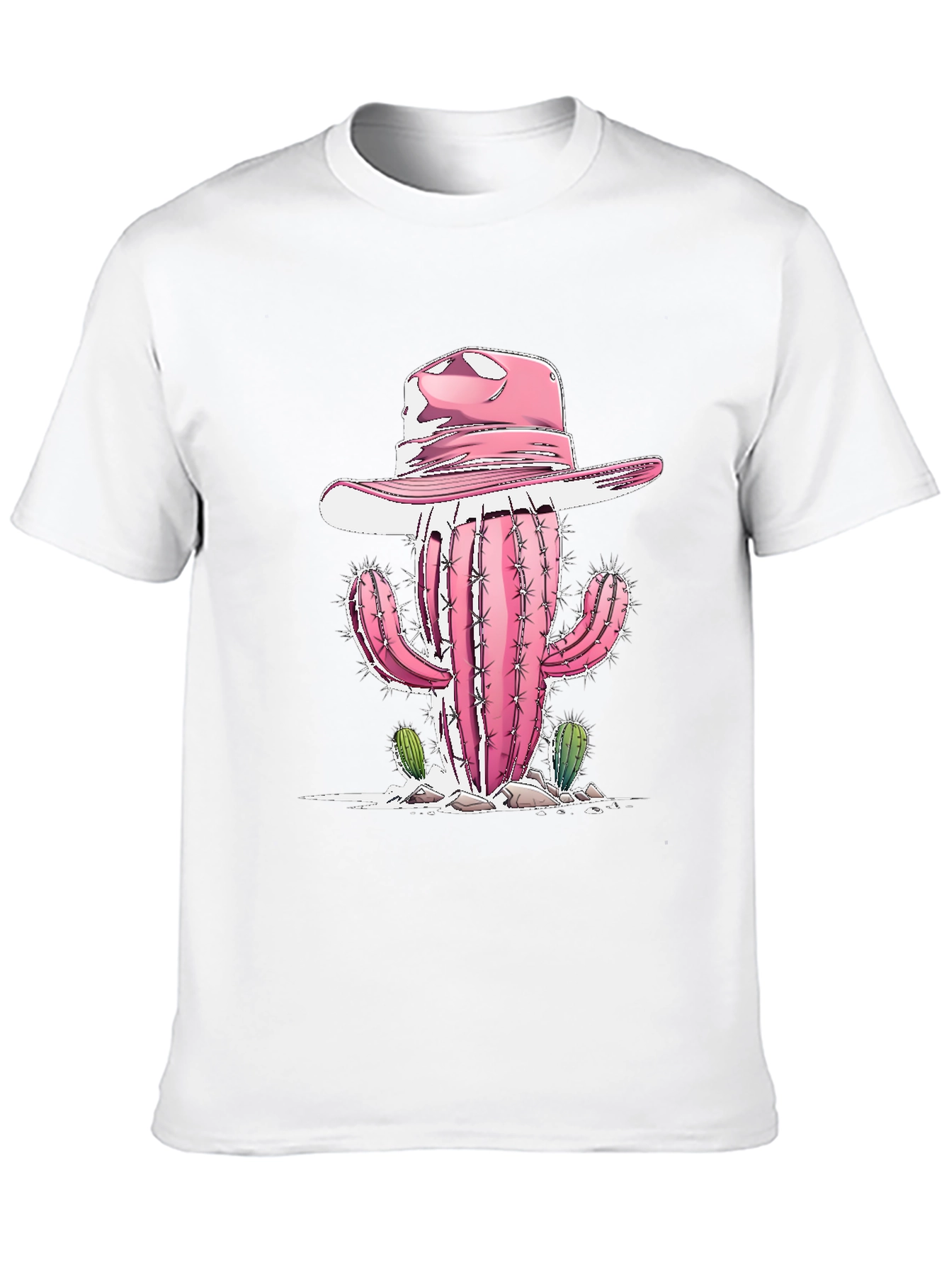 Camiseta Negra con Cactus Vaquero Rosa