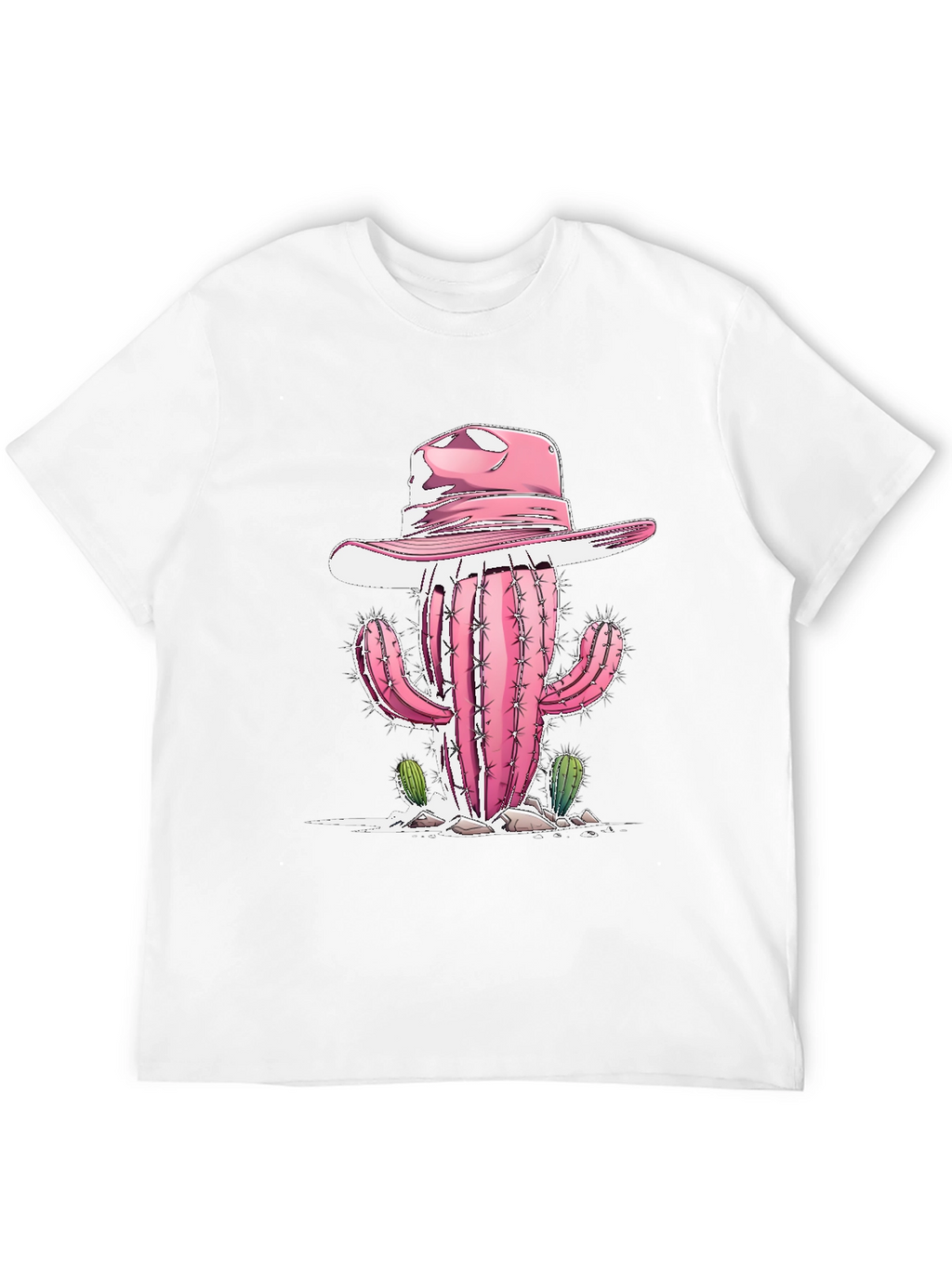 Camiseta Negra con Cactus Vaquero Rosa