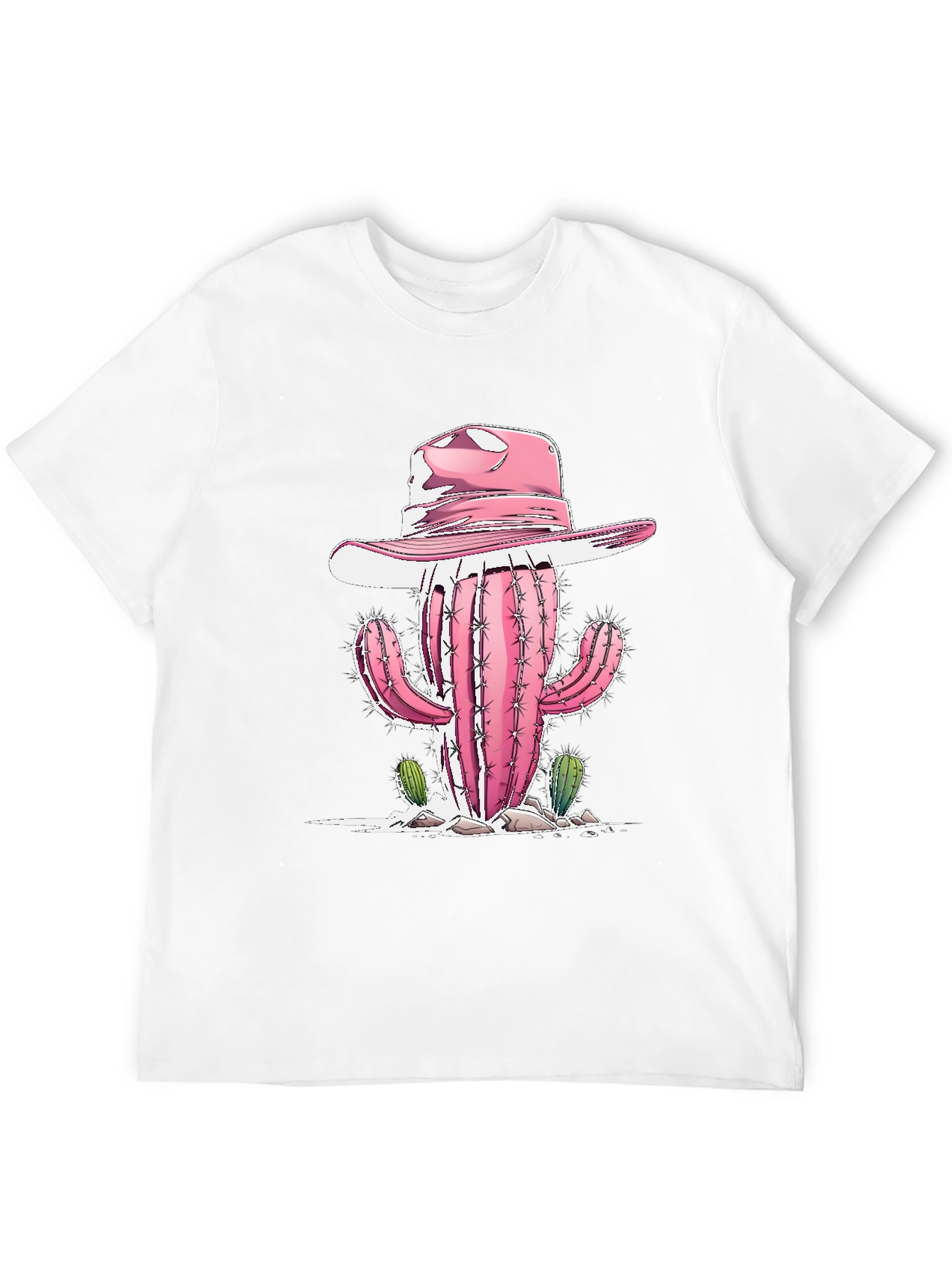Camiseta Negra con Cactus Vaquero Rosa