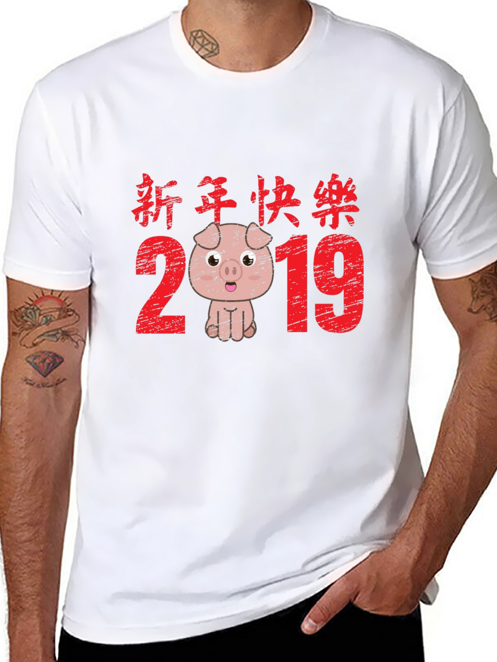 Camiseta Negra Año Nuevo Chino 2019 Cerdo