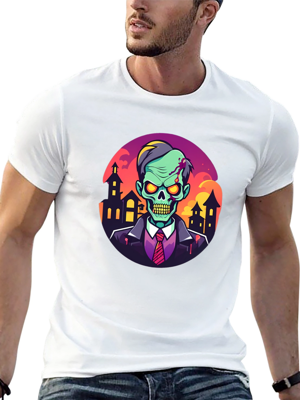 Camiseta Hombre Diseño Zombie Halloween