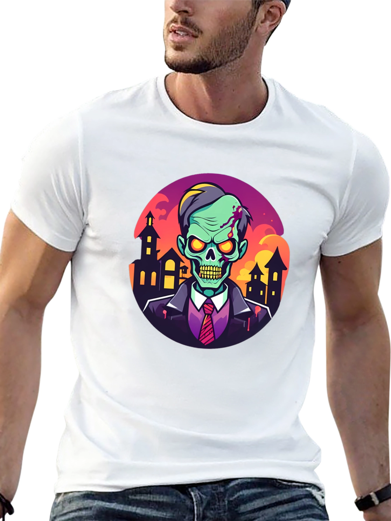 Camiseta Hombre Diseño Zombie Halloween