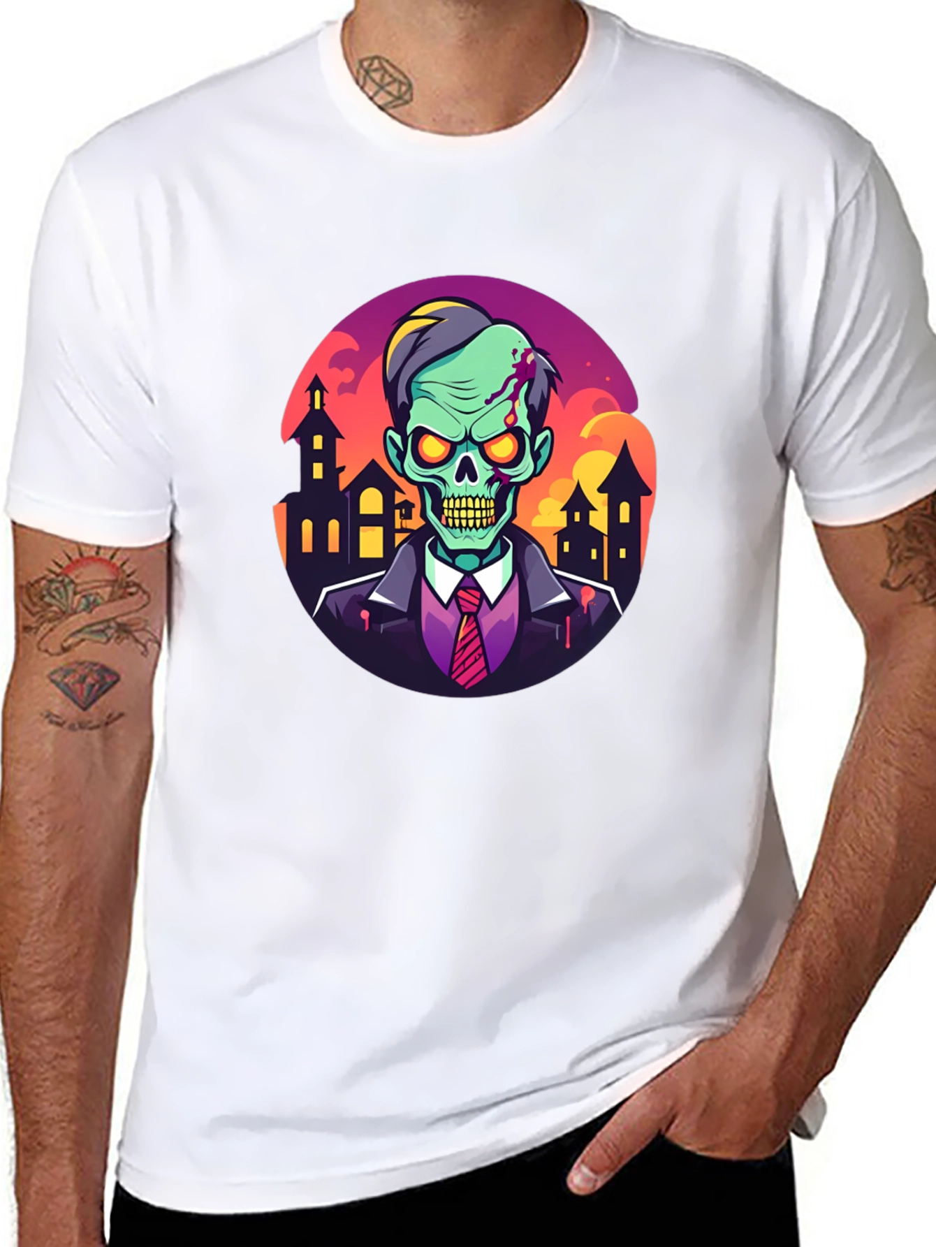 Camiseta Hombre Diseño Zombie Halloween
