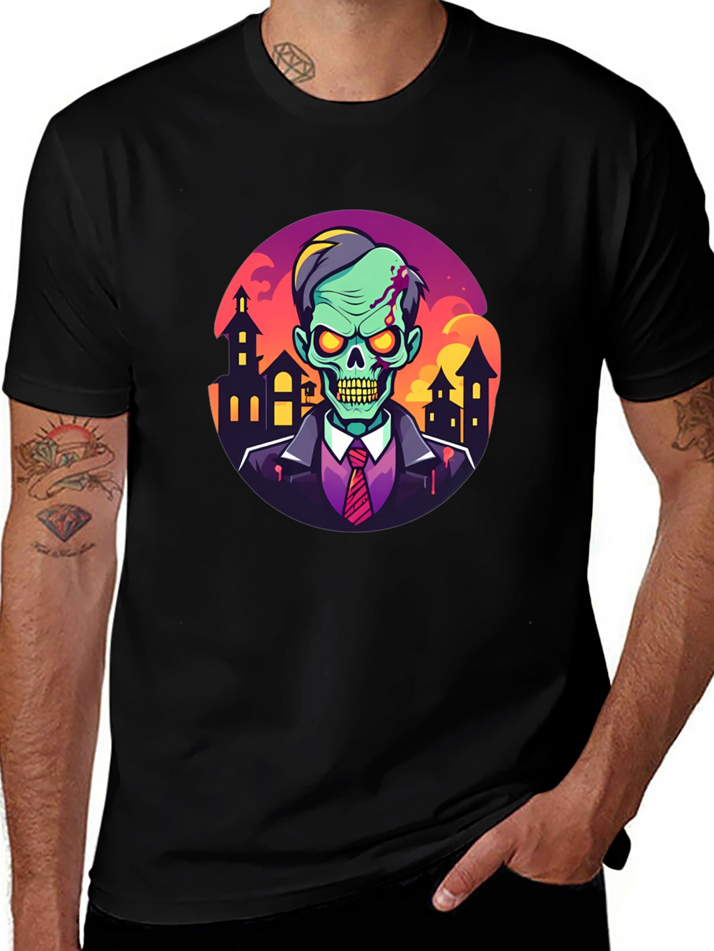 Camiseta Hombre Diseño Zombie Halloween