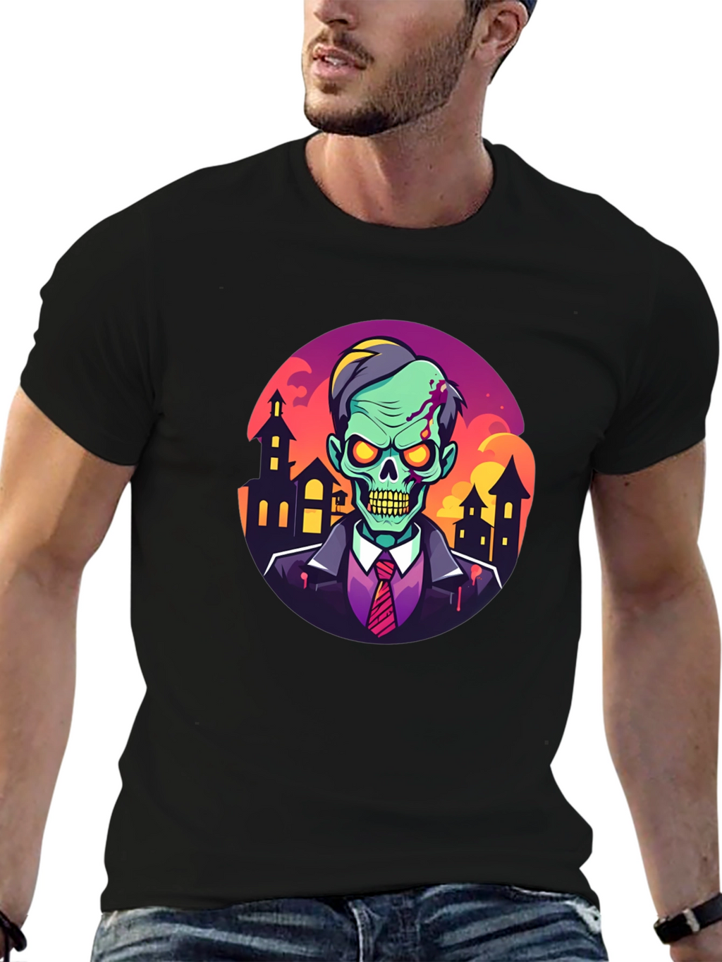 Camiseta Hombre Diseño Zombie Halloween