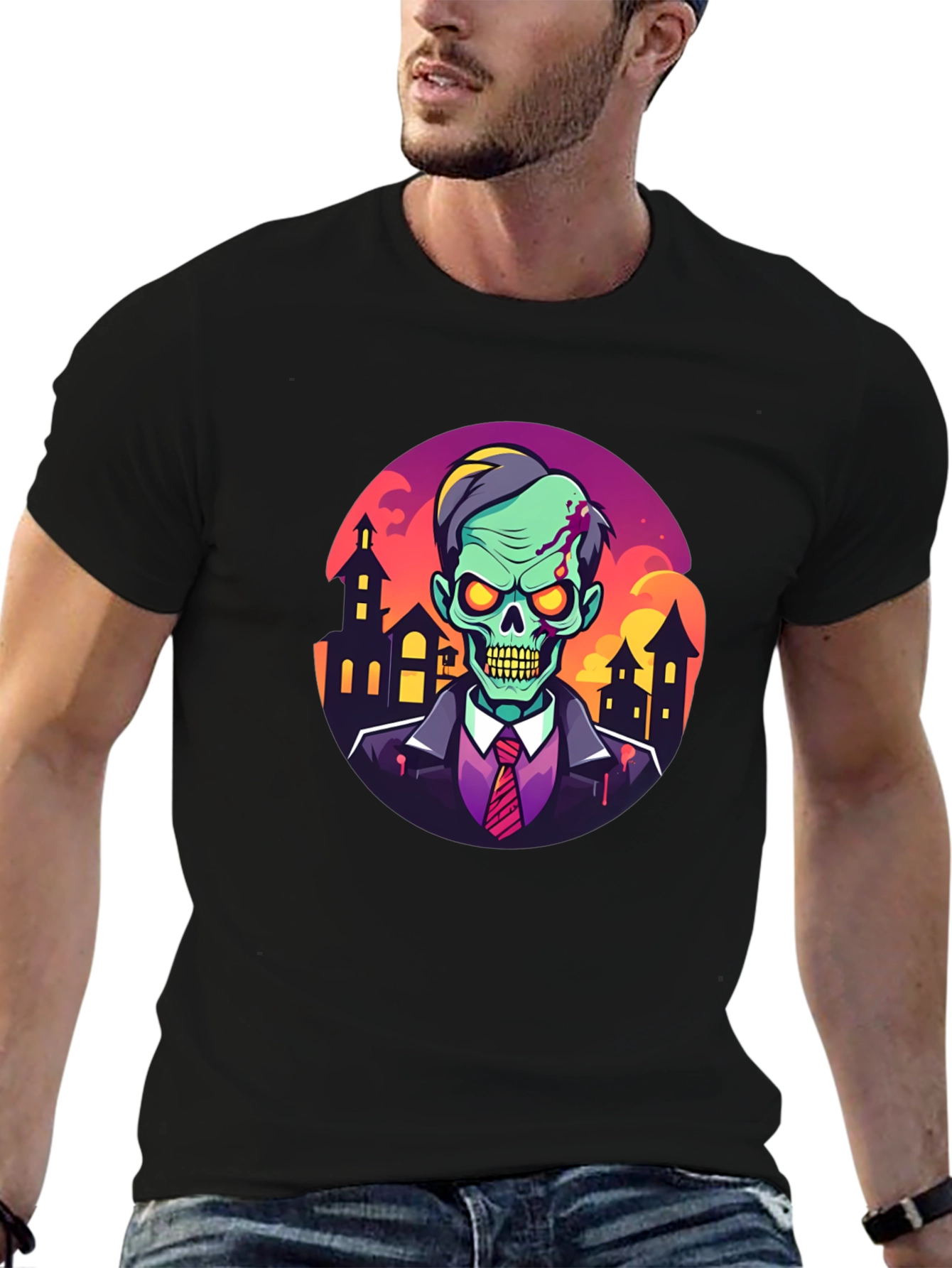 Camiseta Hombre Diseño Zombie Halloween