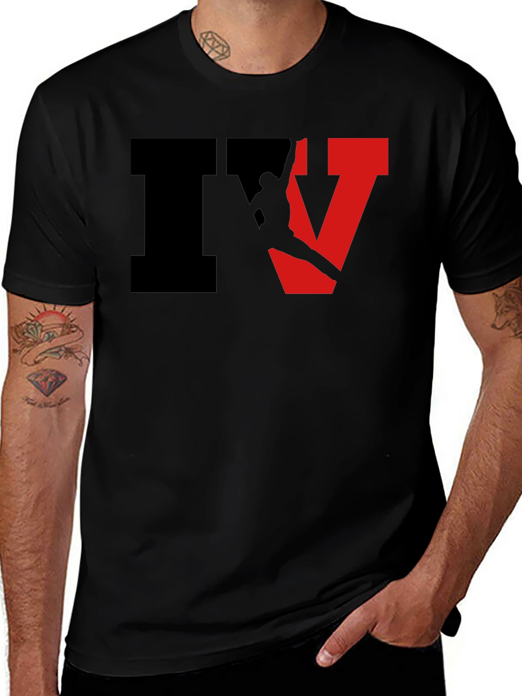 Camiseta Hombre IV Escalada Algodón Casual Negra