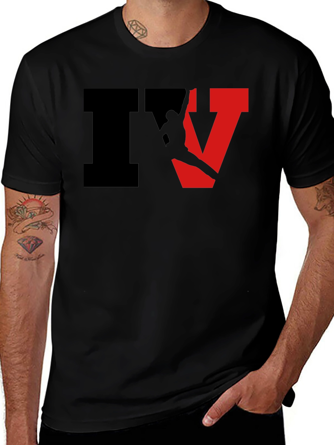 Camiseta Hombre IV Escalada Algodón Casual Negra