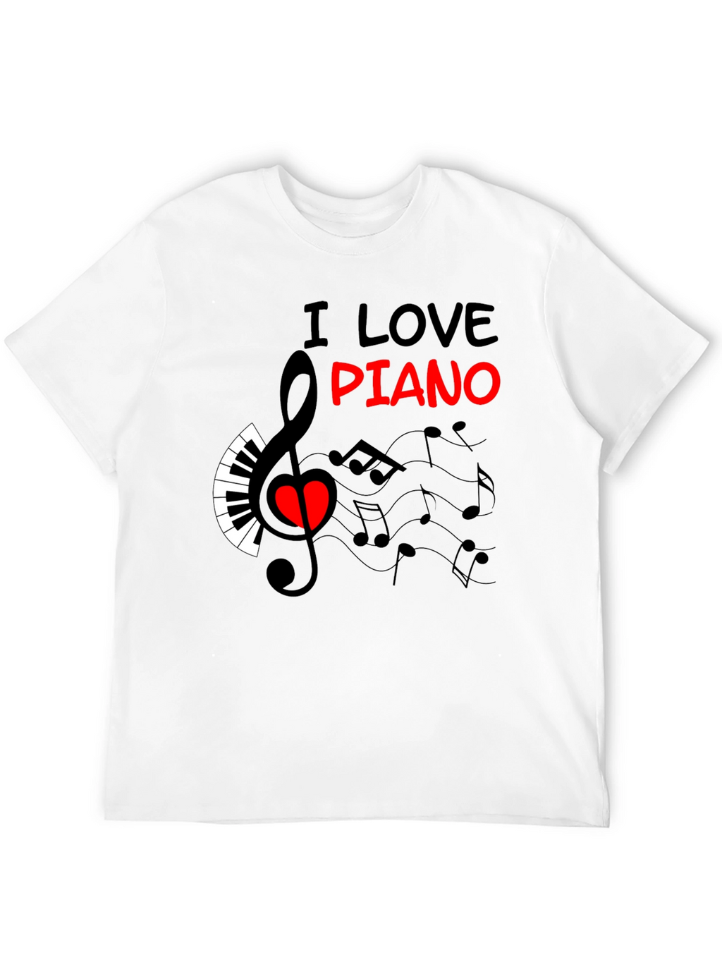 Camiseta Negra Amo el Piano Diseño Musical