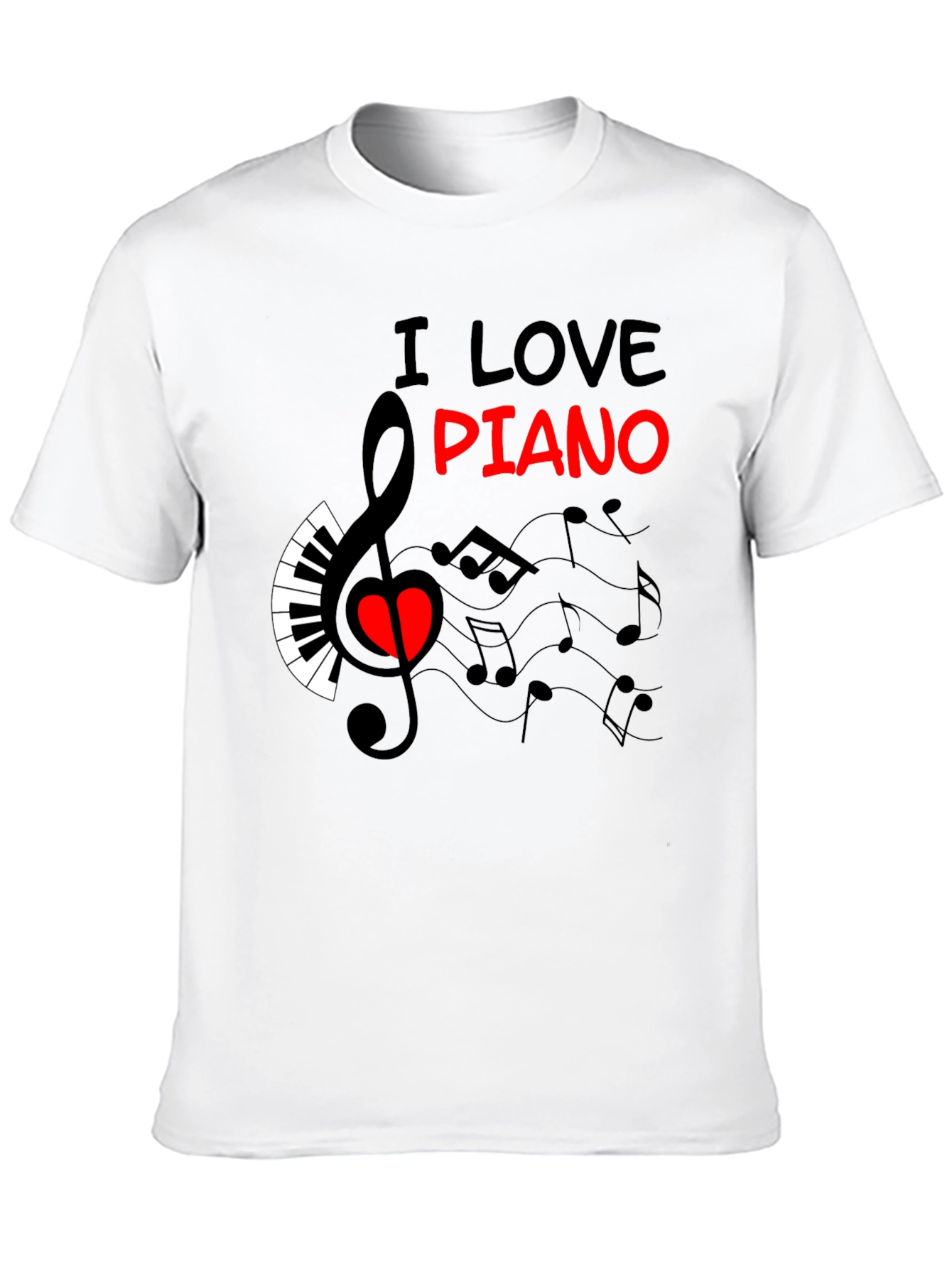 Camiseta Negra Amo el Piano Diseño Musical