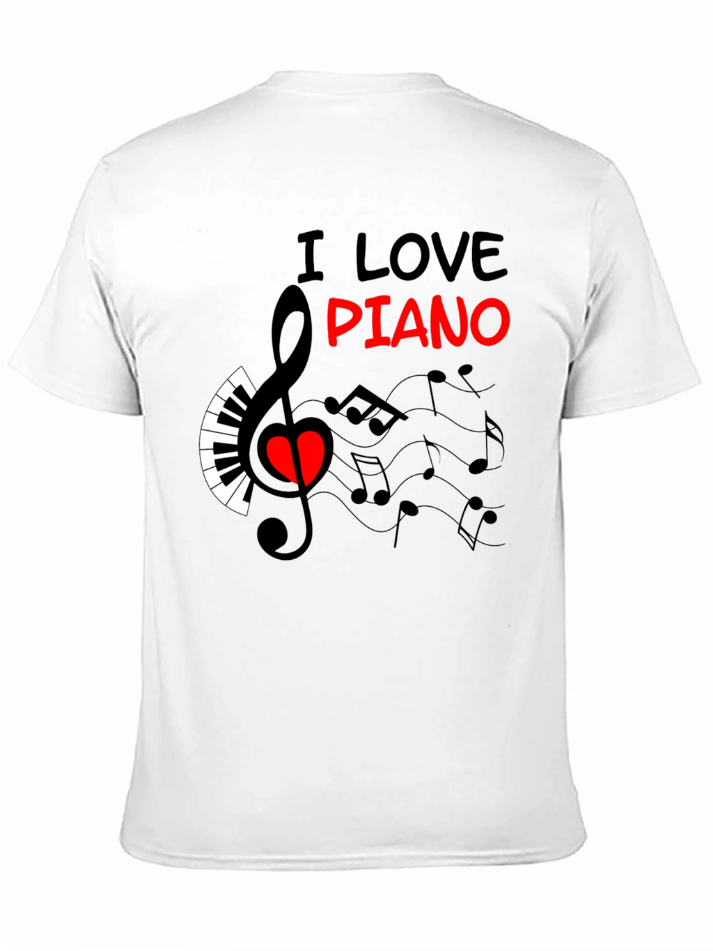 Camiseta Negra Amo el Piano Diseño Musical
