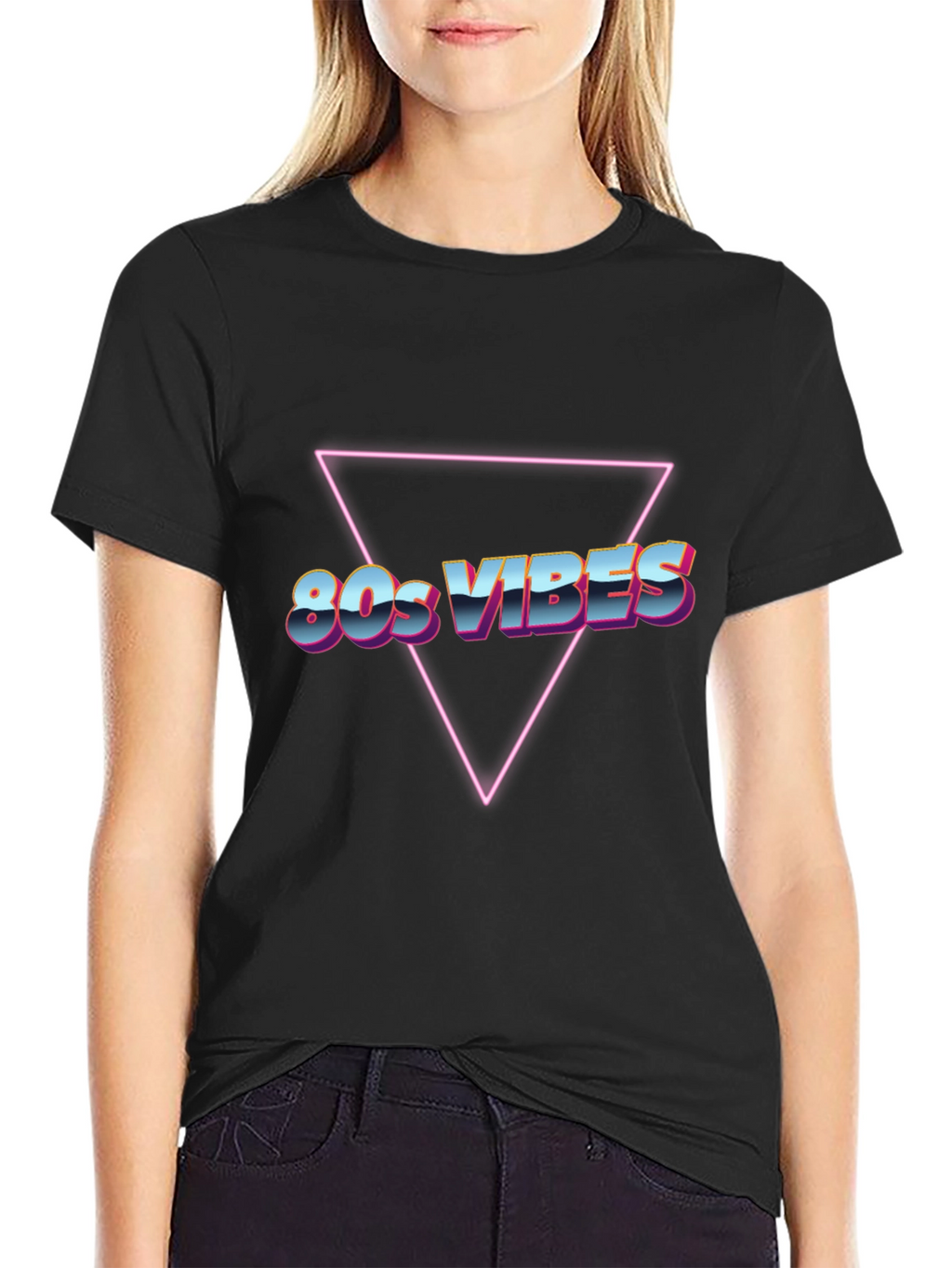 Camiseta Negra 80s Vibes Retro