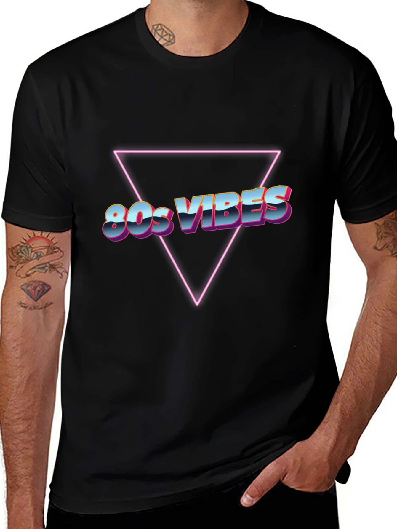 Camiseta Negra 80s Vibes Retro