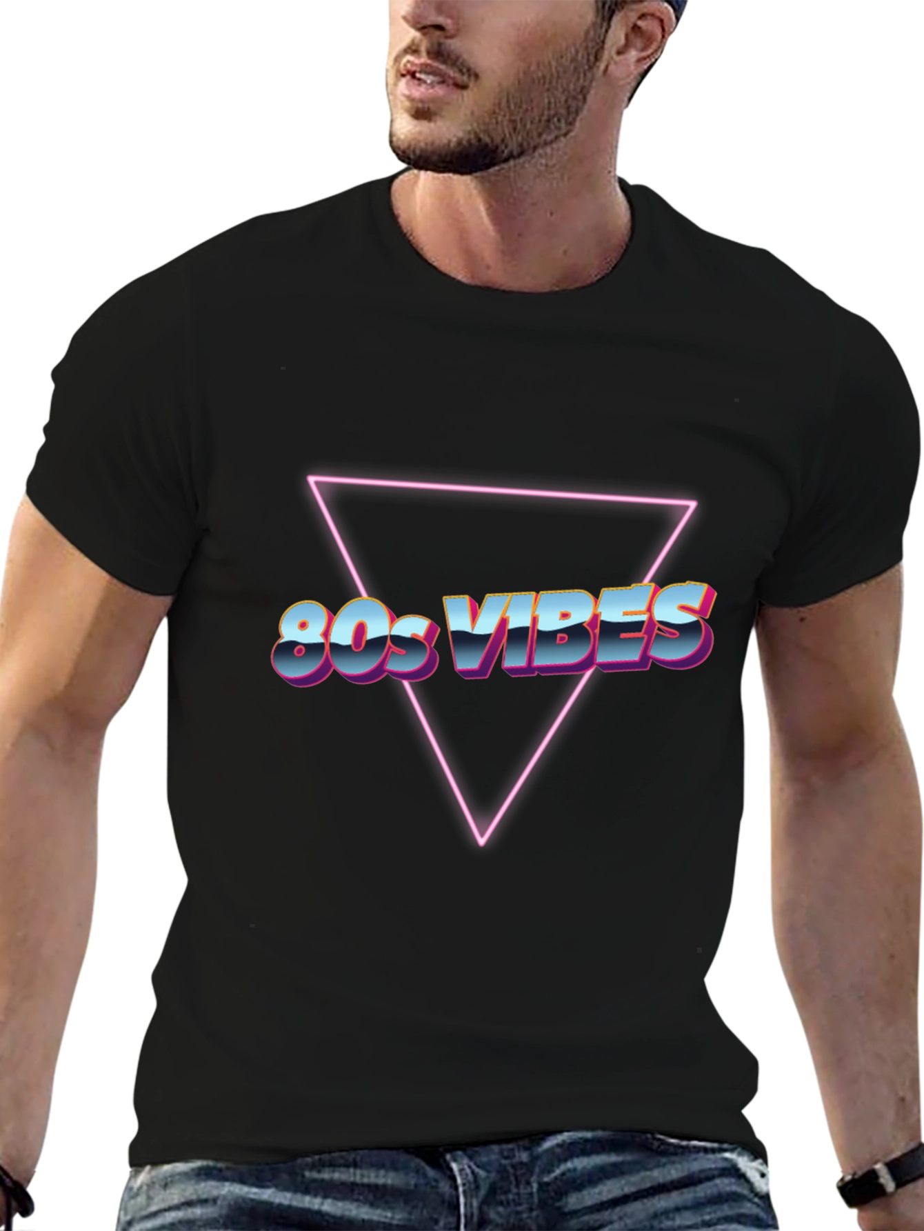 Camiseta Negra 80s Vibes Retro