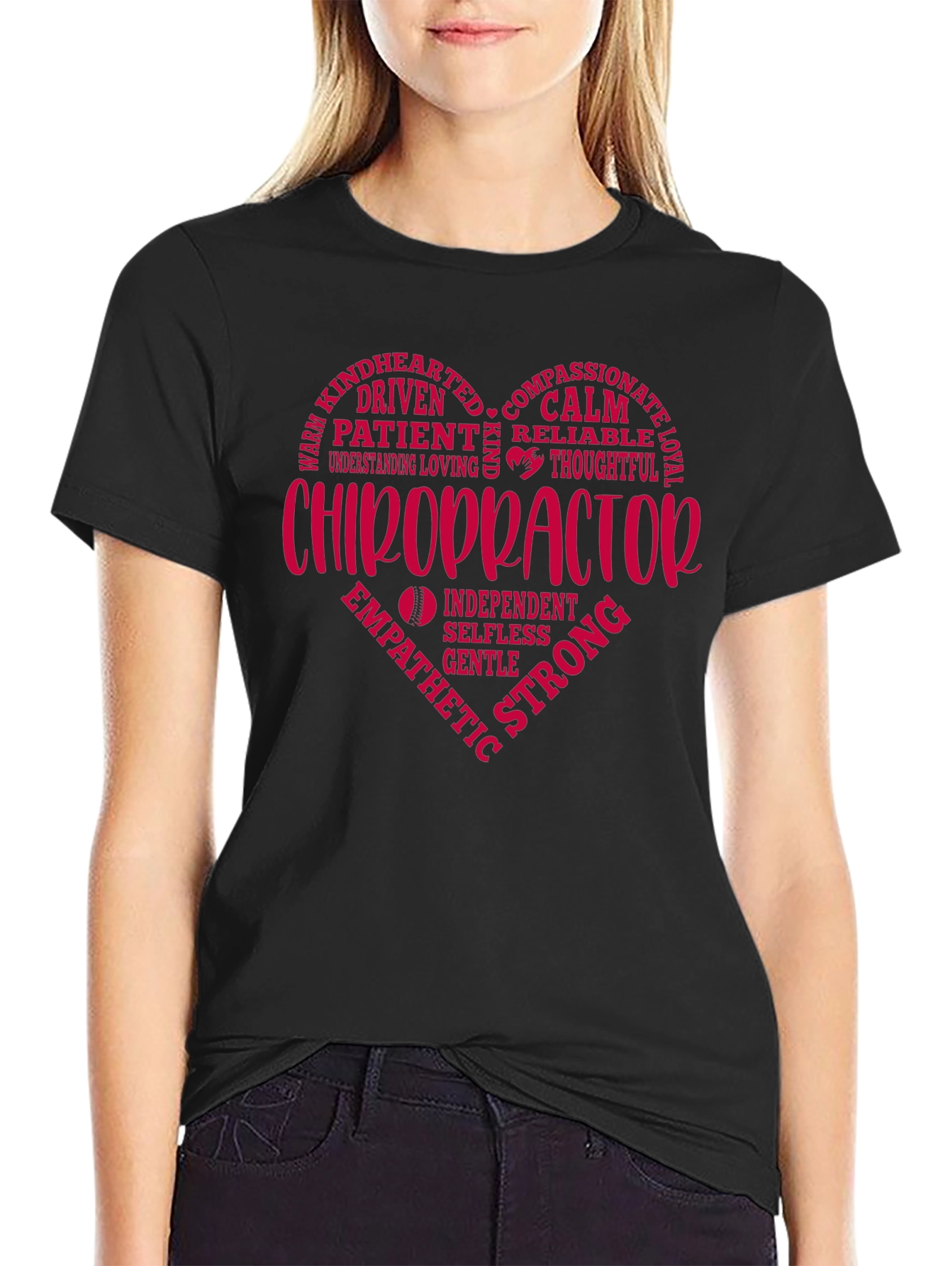 Camiseta Negra con Diseño de Corazón Quiropráctico