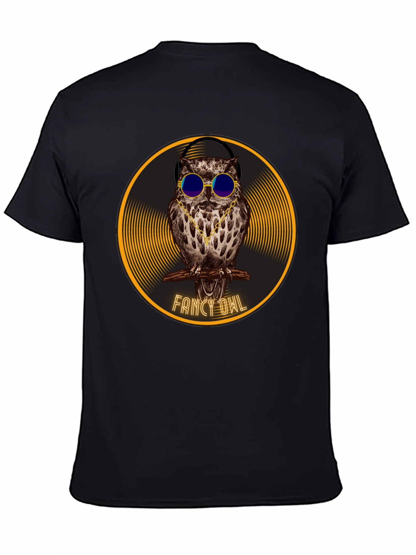 Camiseta Negra con Búho Fancy Owl
