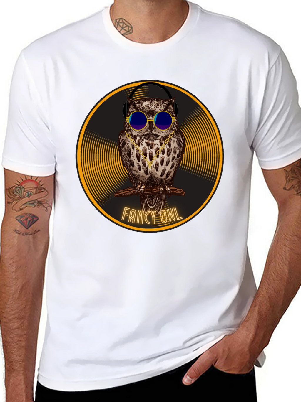 Camiseta Negra con Búho Fancy Owl