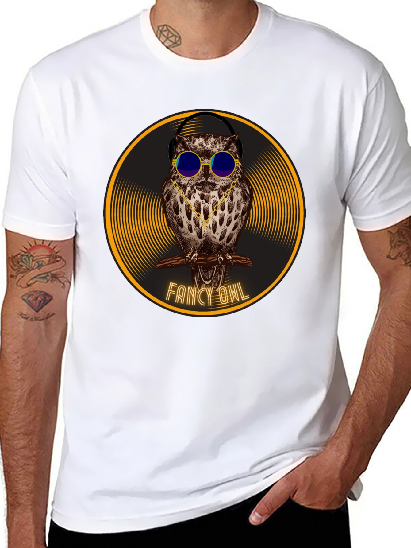 Camiseta Negra con Búho Fancy Owl
