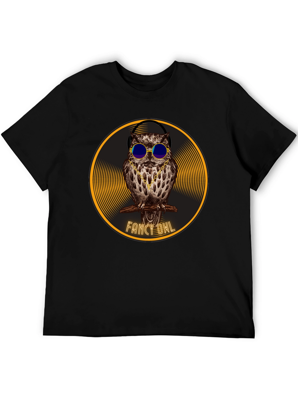 Camiseta Negra con Búho Fancy Owl