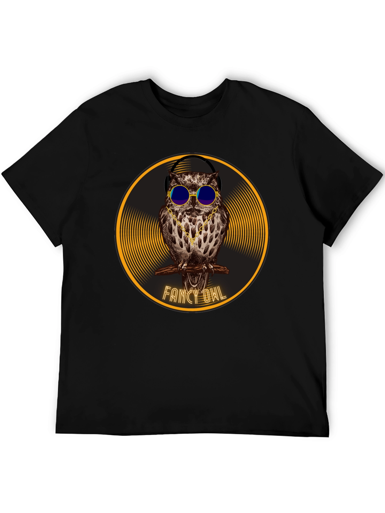 Camiseta Negra con Búho Fancy Owl